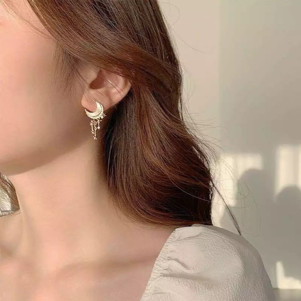 Star moon earrings - Picture 3 of 5